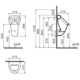 Resim VitrA Arkitekt Pisuvar Arkadan Su Girişli Arkadan Çıkışlı 6201l003-0199 