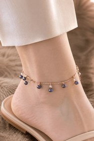 Resim Siyah Doğal İnci Salantılı Halhal - 20 CM / SARI 
