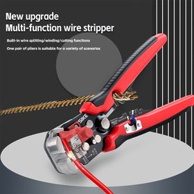 Resim 1 Adet Elektrikçi Otomatik Kablo Soyma Pensesi, 24-10AWG/0.2-6mm² Çok Fonksiyonlu Hızlı Kablo Soyucu ve Kesici, Ev Kablolama, Elektrik Ekipman Bakımı, Makine İmalatı, Oto Tamiri ve Denizcilik Onarımı İçin Uygun 