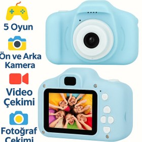 Resim electroawm Çocuklar İçin Çift Kameralı Renkli Dijital Fotoğraf Makinesi – Video, Oyun ve Fotoğraf Özellikli 
