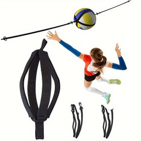 Resim 1 Adet Ayarlanabilir Voleybol Antrenman Cihazı Sıkma ve Geçiş Pratiği için, Atlama Egzersizleri - Tokalı Siyah Naylon Kayışlar, İç Mekan & Dış Mekan Kullanımı İçin Mükemmel, Voleybol Aksesuarları 