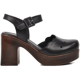 Resim Siyah Hakiki Deri Kadın Topuklu Sandalet 2217001y Z Siyah 