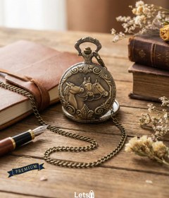 Resim Letsii Antika Bronz At Figürlü Vintage Köstekli Saat 