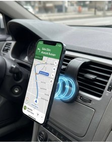 Resim Araç İçi Manyetik Telefon Tutucu Alüminyum Gövdeli Navigasyon Standı Siyah 