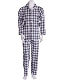 Resim The Don Beyaz Siyah Kareli Poplin Erkek Pijama Takımı 