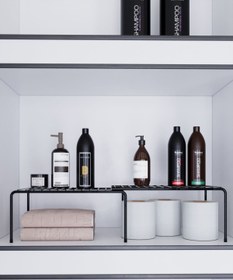 Resim boz concept home Metal Dolap Içi Raf Düzenleyici Tezgah Üstü Baharat Rafı Siyah 