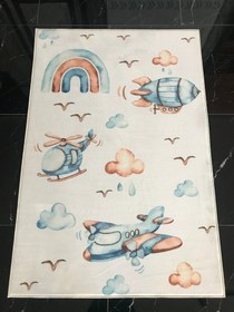 Resim HV230 Helikopter Uçak Desenli - 3 Kalite Seçeneği ile Canlı Dijital Baskı Tasarım - 100x160 / Bambu Dokulu - Pamuk Dokuma Taban 
