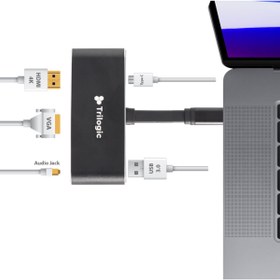 Resim TRILOGIC 5ın1 Usb Type C 3.0 Hdmı 4k Vga Macbook Çevirici Hub 