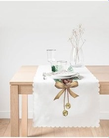 Resim RealHomes Kozalak Çizimli Cristmas Temalı Dijital Baskılı Dekoratif Runner 