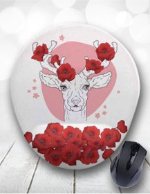 Resim Atölye Çizgi Çiçekli Geyik Bilek Destekli Mouse Pad 