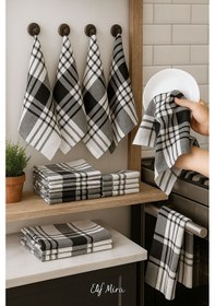Resim 10 Lu Lüks Mutfak Kurulama Bezi Seti 45x65 Cm Table Linen Siyah 