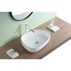 Resim Puroser Troya Beyaz Tezgah Üstü Seramik Lavabo 