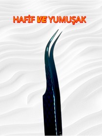 Resim Lashlusion Mavi Karga Burun Ipek Kirpik Cımbız Paslanmaz Çelik Hafif Gövdeli Tam Kapanan Wolume Cımbız 