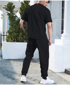 Resim Unisex Baskılı Cepli Eşofman Takımı - Siyah Siyah 