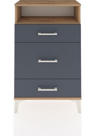 Resim Arges Komodin Tek Raflı 3 Çekmeceli 60x30x96 Çam-antrasit Atlas Çam 
