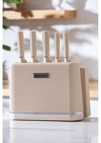 Resim Acar Cooper 10 Parça Standlı Kesme Tahtası Ve Bıçak Seti Krem 