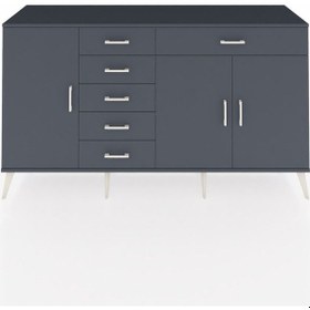 Resim Hyperion Konsol 3 Raflı 6 Çekmeceli 3 Kapaklı 176x44x99 Antrasit- Antrasit-antrasit 
