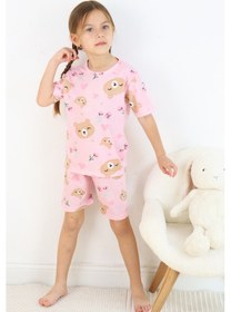 Resim Kız Çocuk Pamuklu Penye Kumaş Şortlu Pijama Takımı Çok Renkli 