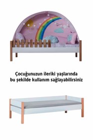 Resim benim odam My House Montessori Ahşap Ranza Kaydıraklı Oyun Evi 