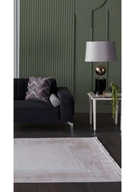 Resim By Özer Halı Kahve Renk Bordürlü Modern Gümüşsuyu Black & Brown 13917 Salon Halısı Çok Renkli 