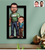 Resim Bk Gift Kişiye Özel Baba-oğul Karikatürlü 3d Ahşap Tablo-1, Babalar Günü Hediyesi, Babaya Hediye Kobitmeyencom31598 Bk 