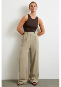 Resim Never More Keten Palazzo Pantolon Gri Gri 