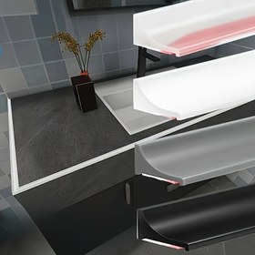 Resim 1 adet 3.0 metre Silikon Katlanabilir Su Barajı Şeridi, Kuru ve Islak Ayrım için Kendinden Yapışkanlı, Banyolar, Tezgahlar ve Zeminler için Uygun, 1/2/3 Boyutlarda Mevcut 