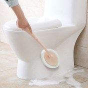 Resim 1 adet Uzun Saplı Banyo Temizleme Süngeri Fırçası - Çok Amaçlı Fayans, Pencere ve Zemin Lekesi Çıkarıcı Değiştirilebilir Sünger Başlıklarla, Tuvaletlerde, Duvarlarda ve Cam Yüzeylerde Kolayca Ulaşım için Açık Pembe Plastik Tasarım 