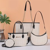 Resim Kadınlar için Yeni Moda Tote Çanta, Anne ve Kız Çok Parçalı Set, Basit Popüler Bayan Omuz Çantası, Çok Yönlü El Çantası, Dokuma Samanlı Kadın Tote 