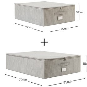 Resim Ocean Home Textile 2'li Gri Balıksırtı Destekli Hurç Set 45 x 55 x 18 + 55 x 70 x 18 cm 