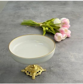 Resim Efegil Bold Altın Yaldızlı Porselen Bol Kase Ayaklı 