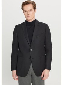 Resim Altınyıldız Classıcs Erkek Sıyah Slim Fit Dar Kesim Mono Yaka Torba Cepli Armürlü Blazer Ceket Siyah 