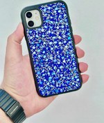 Resim iPhone 11 Göz Alıcı Mercan Taşlı İçi Kadife Kaplamalı Yanları Silikon Kılıf 