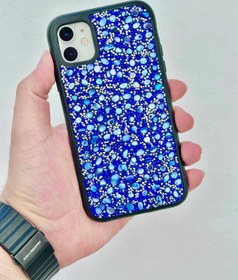 Resim iPhone 11 Göz Alıcı Mercan Taşlı İçi Kadife Kaplamalı Yanları Silikon Kılıf 