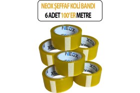 Resim Neox Şeffaf Koli Bandı 6 Adet 100'ER Metre 