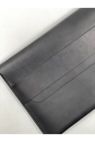 Resim MAT Deri Asus Zenbook Çanta 14X Oled Um5401 Uyumlu 14 Inç Siyah Hakiki Deri Slim Taşıma Kılıfı 