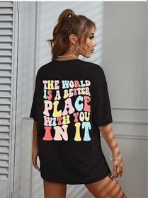 Resim Tua Moda Bisiklet Yaka Baskılı T-shirt - Siyah Siyah 