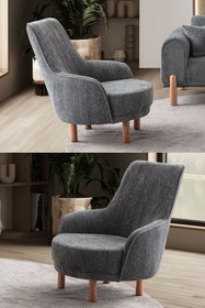 Resim EDSY HOME Armoni Berjer Antrasit Tekli Koltuk 