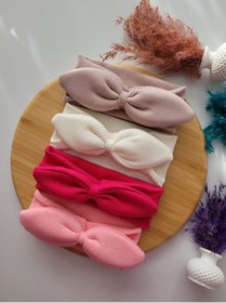 Resim SeherBebeButik Kız Çocuk & Bebek Kaşkorse Tavşan Kulak Bandana 4'lü Set 