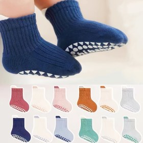 Resim 3/6 Çift Sevimli Kaymaz Çorap Çocuklar İçin, Yapışkan Taban Tasarımı ile Orta-Bacak Çorapları, Güzel Renklerde Erkek ve Kız Çocukları İçin Mükemmel 