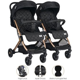 Resim Lorelli Fiorano New Kabin İkiz Bebek Arabası - Black - Siyah 
