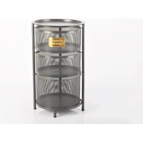 Resim Evistro Tezgah Üstü 3 Katlı Metal Açılır Kapanır Paslanmaz Sebzelik Antrasit 