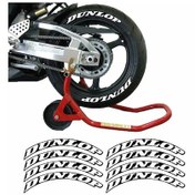 Resim Gogo 8 Adet Dunlop Motosiklet Ve Otomobil Uyumlu Michelin Lastik Yazısı Sticker Arma 