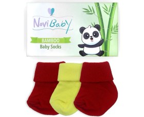 Resim Novibaby 3'lü Bambu Yenidoğan Bebek Çorabı I Sunset I 0-6 Ay 