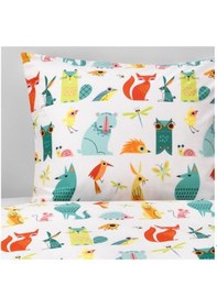 Resim Tek Kişilik Çocuk Nevresim Takımı Çok Renkli,Hayvan Baskılı-150x200/Çarşafsız 