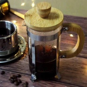 Resim Renklime Ahşap Detaylı 350 ml Cam French Press 