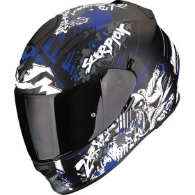 Resim Scorpion Exo 491 Spector Kapalı Motosiklet Kaskı Mat Siyah Mavi 