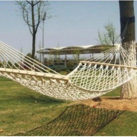 Resim Çift Kişilik Tek Kat Makrome Hamak Beyaz 