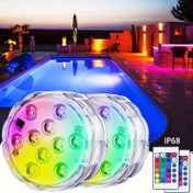 Resim 1 adet, LED Işıklar Su Altı Işıkları, Havuz Işıkları, Dış Mekan Su Altı Gece Işıkları, Çok Renkli Işıklar. Banyo, Bahçe, Gölet, Çeşme, Spa, Cadılar Bayramı Parti Dekorasyonu için uygun. Çim ve havuz malzemeleri 