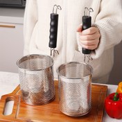 Resim 1 adet Paslanmaz Çelik Delikli Süzgeç Sepeti - Acılı Hot Pot, Sebze Blanching, Makarna Pişirme ve Toz Filtreleme için İdeal - Ergonomik Koluyla Gıda Güvenli Mutfak Aracı, Sebze Blanching Aracı | Ergonomik Mutfak Aracı | Dayanıklı Mutfak Eşyası 
